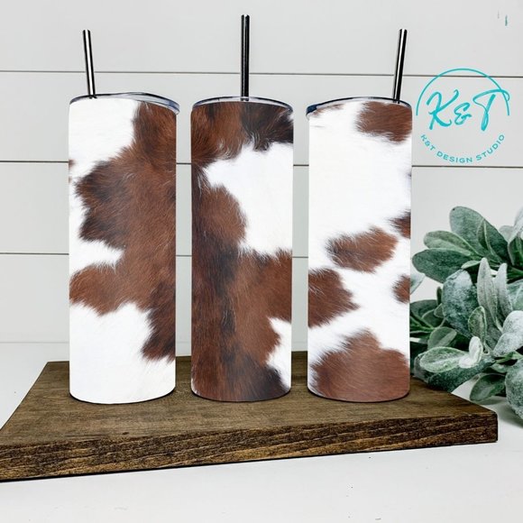 Cow Print 20oz Skinny Stainless Steel Tumbler - Picture 1 of 1